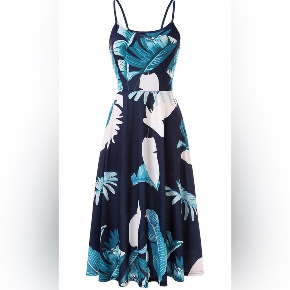 Elegant Navy Blue Floral Dress